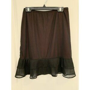 Vintage‎ Dynamite Skirt Black Mesh Sheer Tiered Ruffle Midi Red Half-slip Y2K